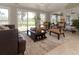 Comfortable living room overlooking a pond view with a stylish area rug and a cozy seating arrangement at 18101 Boy Scout Rd, Odessa, FL 33556