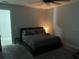 Serene bedroom featuring a comfortable bed with plush bedding and a minimalist decor, ideal for a restful night's sleep at 2518 Sunset Ln, Lutz, FL 33559