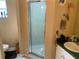 Bathroom with shower stall, vanity, and green countertop at 6704 N 13Th St, Tampa, FL 33604