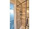 Bathroom features a shower with tiled walls, glass door, and shower caddy at 1413 May St, Lutz, FL 33548
