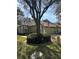 Residential home with lush green lawn, mature trees and American flag at 8623 Snowy Owl Way, Tampa, FL 33647