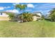 Expansive lawn, palm trees and screened-in pool create a private backyard oasis at 7048 White Willow Ct, Sarasota, FL 34243