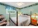 Charming bedroom with decorative wallpaper border, window with blinds, and ceiling fan at 1000 Michigan Blvd, Dunedin, FL 34698