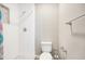 Modern bathroom with a walk-in shower, tiled walls, and updated fixtures at 6914 Quiet Creek Dr, Bradenton, FL 34212
