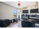 Well-equipped studio features professional audio equipment, monitors, and natural light from a window at 6914 Quiet Creek Dr, Bradenton, FL 34212