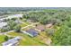 Scenic aerial view of the community featuring lush landscaping and proximity to a lake at 12484 Green Oak Ln, Dade City, FL 33525