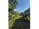 Backyard with chain link fence featuring several storage units at 37906 Tucker Rd, Zephyrhills, FL 33542
