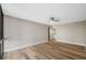 Bedroom includes ceiling fan, hardwood floors, and connects to an on-suite bath at 3301 Bayshore Blvd # 503, Tampa, FL 33629