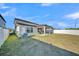 Spacious backyard featuring a covered patio and a white privacy fence at 1009 Golden Shiner Ave, Ruskin, FL 33570
