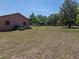 View of the side yard featuring a large grassy lawn and mature trees at 18818 Dorman Rd, Lithia, FL 33547