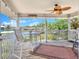 Relaxing covered porch with seating, a ceiling fan, and views of the water and neighborhood at 4116 4Th Ne Ave, Bradenton, FL 34208