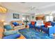 Bright living room featuring blue armchairs, a leather sofa, and an open floor plan at 4116 4Th Ne Ave, Bradenton, FL 34208
