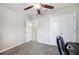 Comfortable bedroom with ceiling fan, closet, and neutral carpet at 3425 San Moise Pl, Plant City, FL 33567