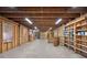 Large unfinished basement with exposed beams and shelving at 4020 Mcintosh Rd, Dover, FL 33527