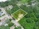 Aerial view showcases property surrounded by lush greenery and neighboring houses at 3205 N 66Th St, Tampa, FL 33619