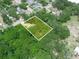 Overhead shot of the parcel with marked boundaries surrounded by mature trees at 3205 N 66Th St, Tampa, FL 33619
