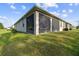 Covered screened patio for outdoor entertaining with green lawn at 15354 Sweet Springs Bnd, Odessa, FL 33556