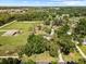 Aerial shot showcasing a property with ample land, a swimming pool, and surrounding lush greenery at 9912 Pine Leaf Ln, Dade City, FL 33525