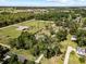 Property aerial featuring vast land, mature trees, and a swimming pool, offering privacy at 9912 Pine Leaf Ln, Dade City, FL 33525