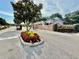 A well-maintained community entrance with colorful flowers, decorative trees and a brick wall at 1201 Lavender Jewel Ct, Plant City, FL 33563