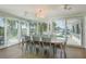 Bright dining room with large windows offering views of the water and a charming light fixture at 3626 Corsair Ct, New Port Richey, FL 34652