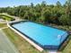 Outdoor hockey rink featuring a bright blue surface surrounded by a tall black fence and benches at 16804 Hawkridge Rd, Lithia, FL 33547