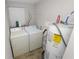Functional laundry room featuring a washer, dryer, and water heater for added convenience at 1317 E Laura St, Plant City, FL 33563