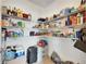 Pantry with shelves stocked with food, drinks, and household items at 503 Arbequina Ct, Plant City, FL 33566
