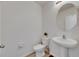 Neat powder room with pedestal sink and ample space at 503 Arbequina Ct, Plant City, FL 33566