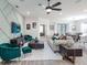 Elegant living room featuring designer furniture, modern decor, and plenty of natural light at 35392 Coventry Fields Loop, Zephyrhills, FL 33541