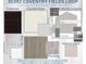 Materials selection board showing cabinets, countertops, flooring, tile, paint, and exterior at 35392 Coventry Fields Loop, Zephyrhills, FL 33541