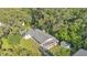 Aerial shot showcasing the home, mature trees, fenced yard and private pool at 4818 Huron St, Zephyrhills, FL 33541
