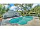 Sparkling pool with a dining set, grill, and lounge chair, ideal for outdoor enjoyment at 4818 Huron St, Zephyrhills, FL 33541