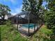 Backyard pool area with screen enclosure offers a private outdoor oasis at 12212 Hidden Brook Dr, Tampa, FL 33624
