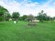 Spacious backyard with lush green grass, mature trees, shed, and ample space for outdoor activities at 2815 Kebs Ln, Plant City, FL 33565