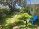 Expansive backyard with lush lawn, stepping stone path, and mature trees, perfect for outdoor activities and relaxation at 4718 Crystal Ave, Sarasota, FL 34231