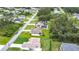 This aerial view showcases a row of beautiful homes with maintained lawns and mature trees at 4592 Crabapple Ave, North Port, FL 34287
