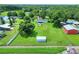 Aerial view of a home with large yard, outbuilding and mature trees offering privacy and space at 4616 Edwards Rd, Plant City, FL 33567