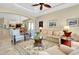 Living room with comfortable seating, a ceiling fan, and access to the lanai at 11065 Barnsley Dr, Venice, FL 34293