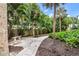Landscaped brick walkway with mature palm trees and greenery at 361 Benjamin Franklin Dr # A, Sarasota, FL 34236