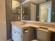 Bathroom featuring a single sink vanity, mirror, and toilet at 266 Cerromar S Way # 55, Venice, FL 34293