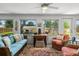 Light and airy Florida room with wicker furniture, a ceiling fan, and views to the backyard at 566 Viridian St, Englewood, FL 34223