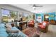 Cozy sunroom with large windows, wicker furniture, and bright, colorful decor providing a relaxing atmosphere at 566 Viridian St, Englewood, FL 34223