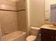 Clean bathroom with tub and shower combination at 1498 Maseno Dr, Venice, FL 34292