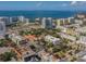 Aerial view showing a building's location in a dense urban area near the coast at 332 Cocoanut Ave # 503, Sarasota, FL 34236