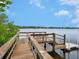 Enjoy waterfront living with this private wooden dock at 1040 Gulf Winds Way, Nokomis, FL 34275