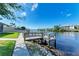Wooden dock on the water with access to the canal at 703 Portia N St, Nokomis, FL 34275