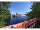 Scenic view of a canal with lush vegetation and houses in the background at 12004 Sarto Ln, North Port, FL 34287