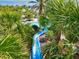 Large blue water slide nestled amongst lush tropical foliage at 12232 Stuart Dr, Venice, FL 34293