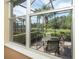 View of the screened in patio and view of the backyard at 277 Mestre Pl, North Venice, FL 34275